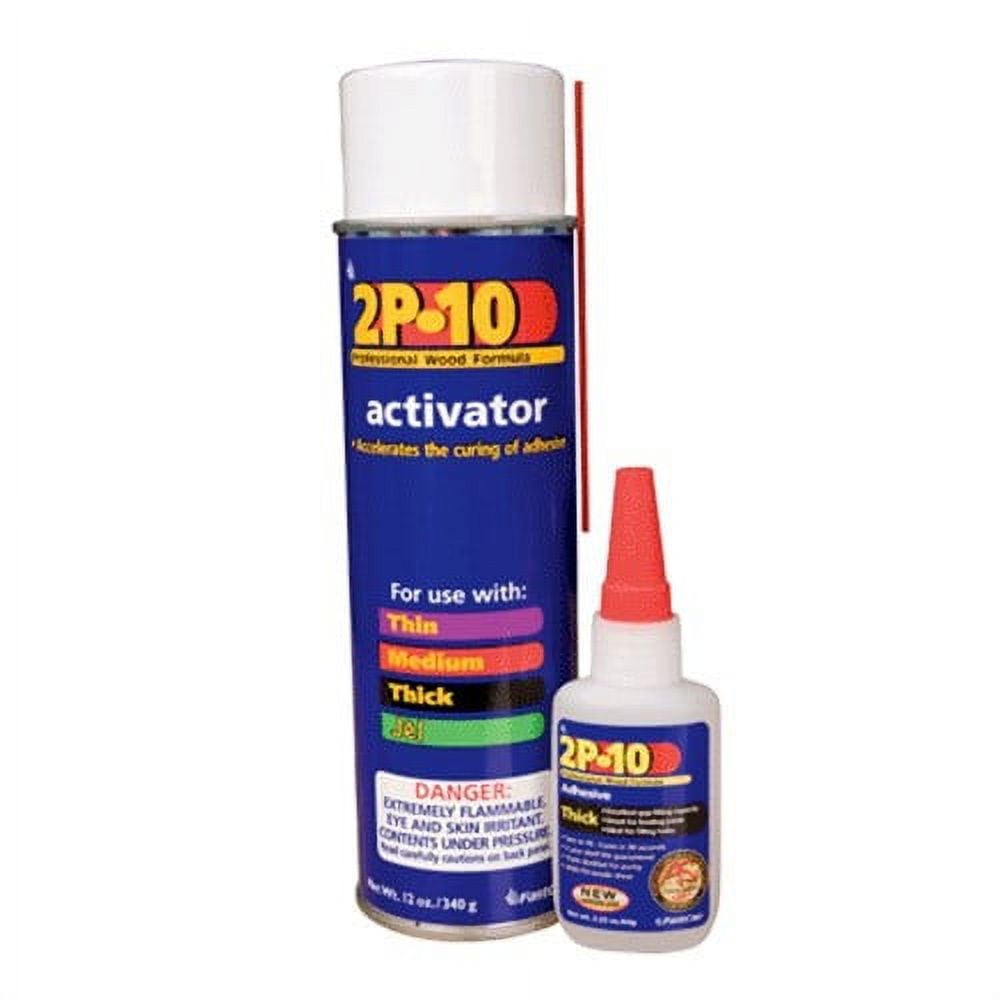 FastCap, 0.0 h, 2 oz Bottle of Adhesive, 12 oz Can of Activator, Clear