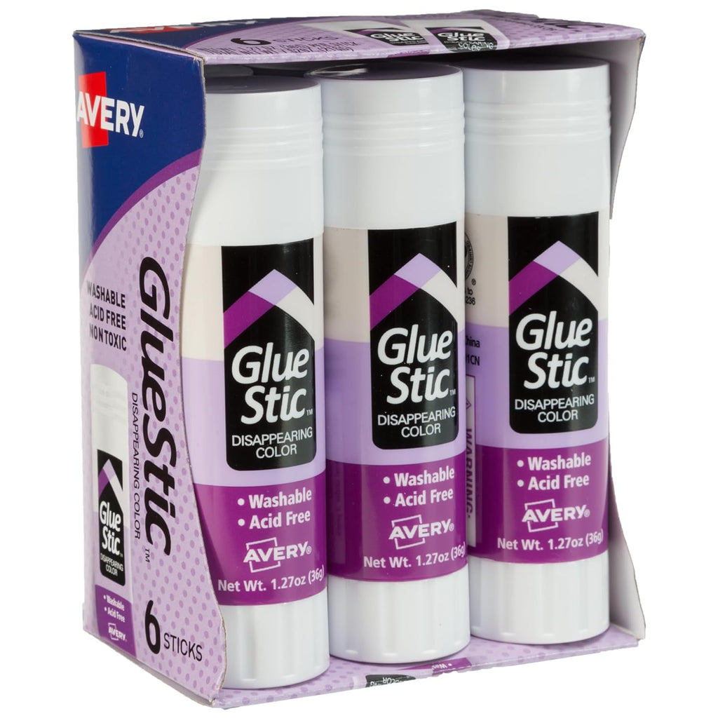 Glue Stic Disappearing Purple Washable Non-Toxic 1.27oz 6 Glue Sticks (98071)