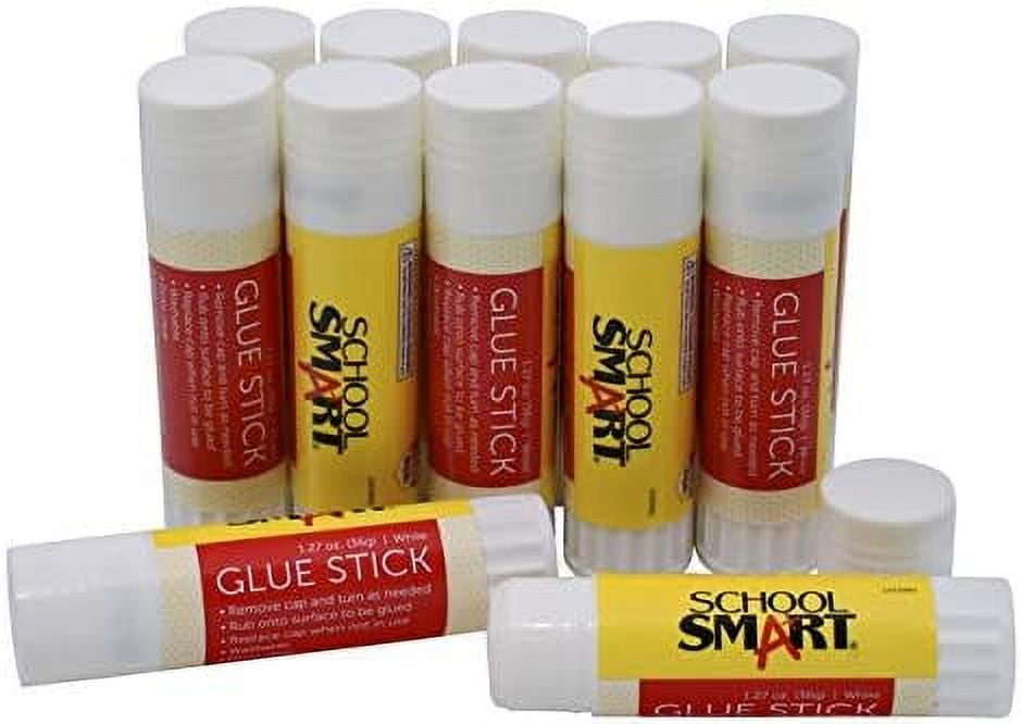 Glue Stick, 1.27 Ounces, White And Dries Clear, Pack Of 12
