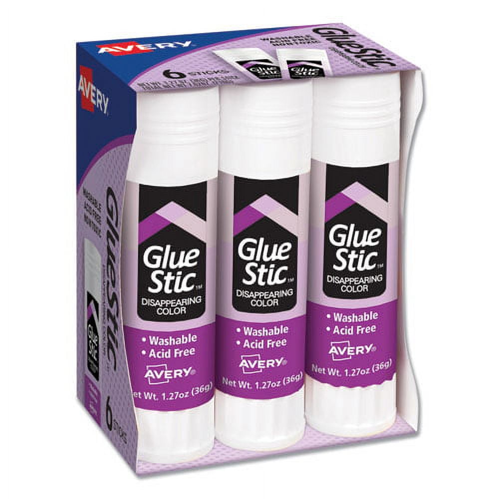 Permanent Glue Stic Value Pack, 1.27 Oz, Applies Purple, Dries Clear, 6/pack | Bundle of 2 Packs