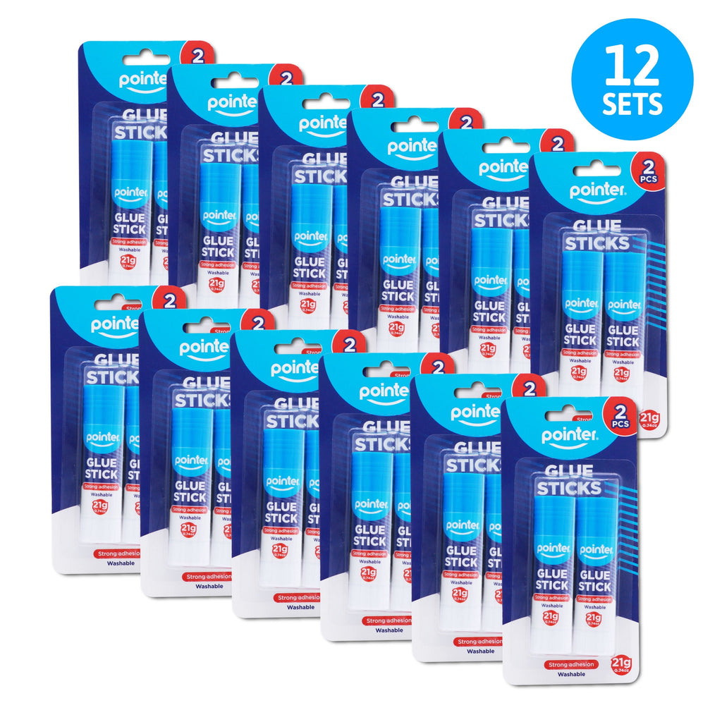 Pointer Glue Stick, White, 21g - 0.74 oz, 2 Count, Pack of 12