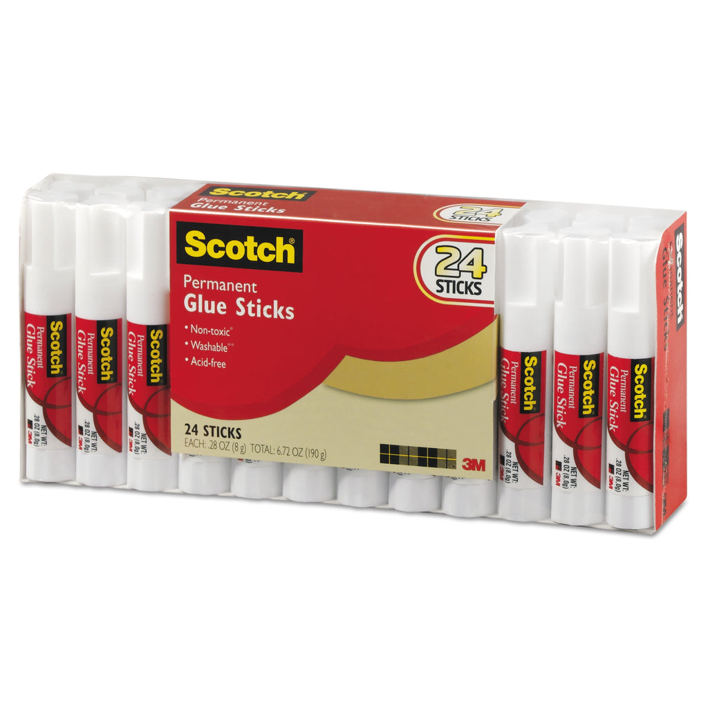 Scotch All Purpose Permanent Glue Stick, 0.28 oz, 24-Pack