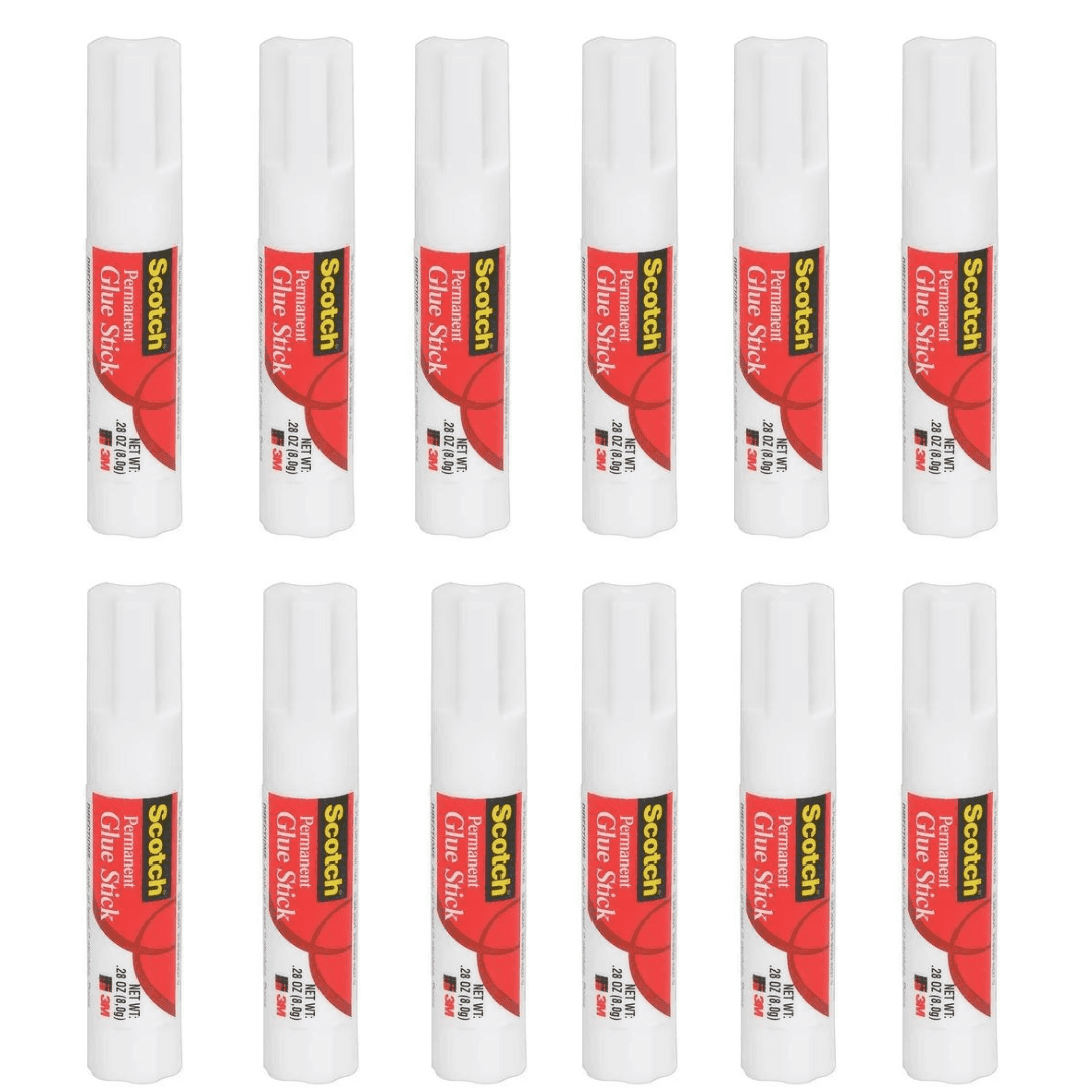 Scotch MMM600824S All Purpose Permanent Glue Stick Washable Strong Hold, Easy Stick, Quick Drying, Non-Toxic 28oz pack of 12