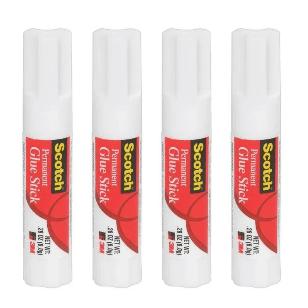 Scotch MMM600824S All Purpose Permanent Glue Stick Washable Strong Hold pack of 4