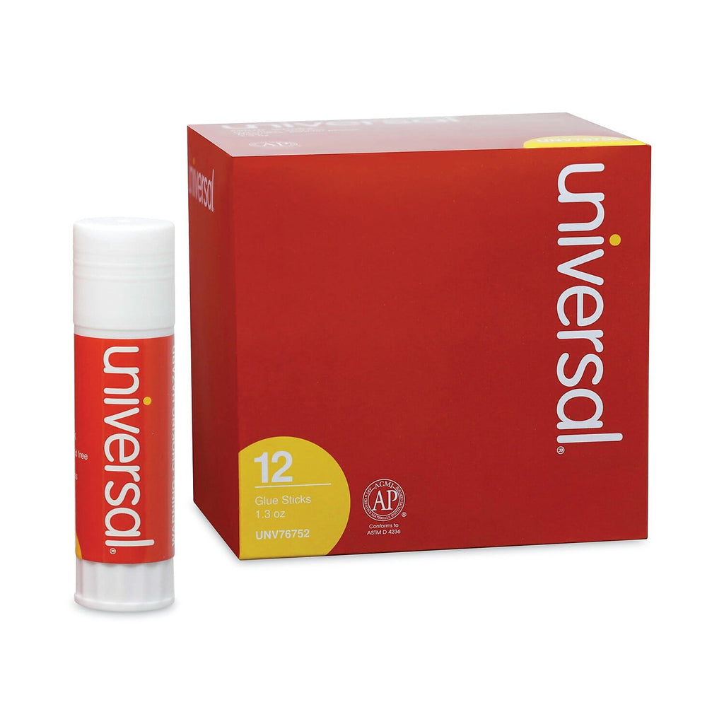Universal UNV76752 1.3 oz. Applies and Dries Clear Glue Sticks (12/Pack)