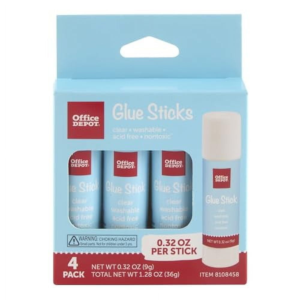 Office Depot® Brand Glue Sticks, 0.32 Oz, Clear, Pack Of 4 Glue Sticks