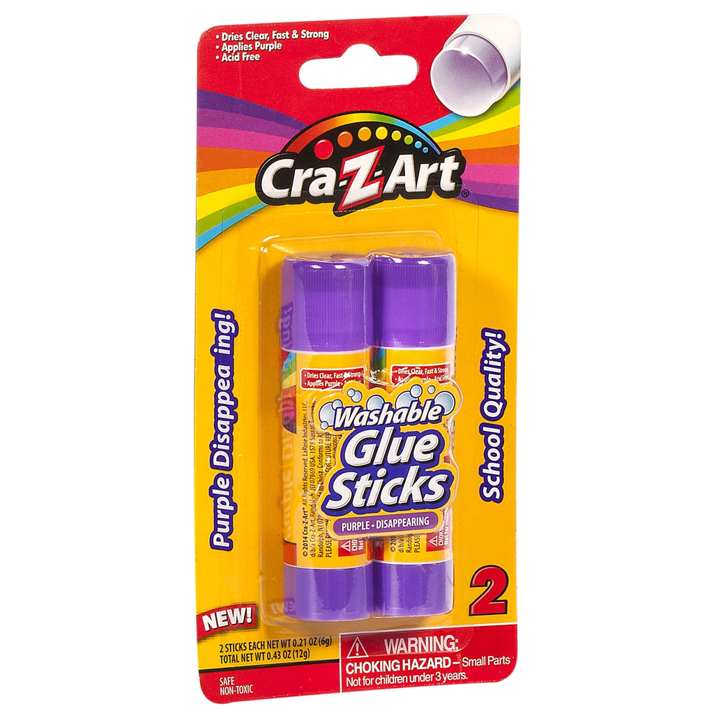 ( 3 Pack ) Cra-Z-Art Washable Glue Sticks, Disappearing Purple, 2 Count, 1.5oz