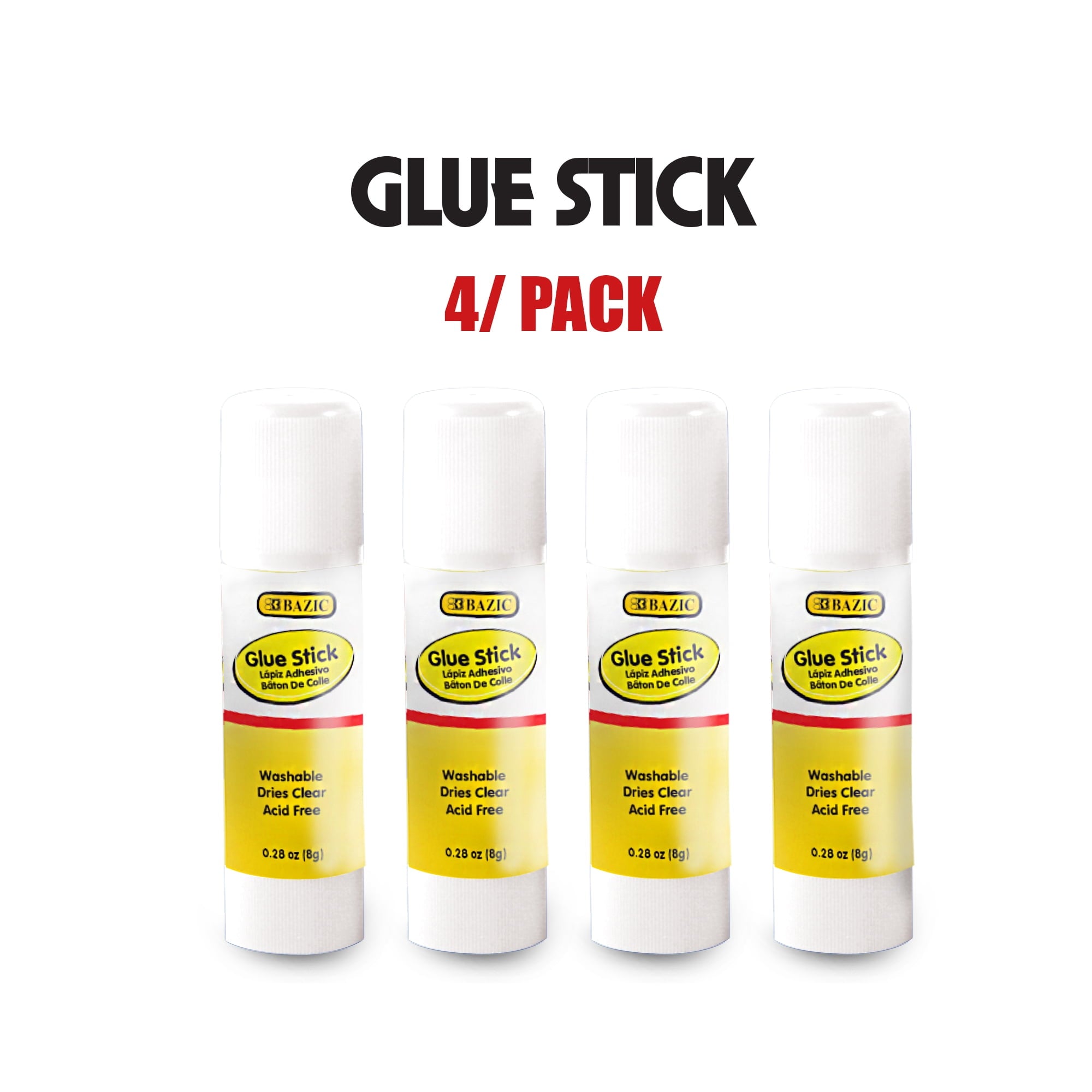 BAZIC Glue Stick 8g/0.28Oz, White Glue Sticks, Acid Free (4/Pack), 1-Pack