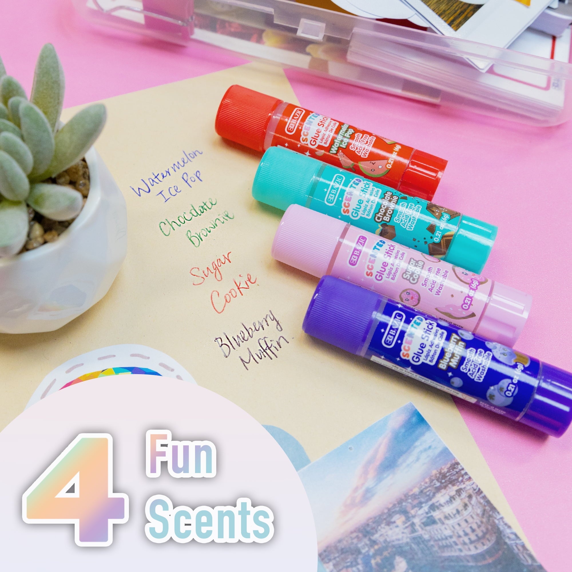 Bazic 2056 0.21 oz 4 Washable Scented Glue Stick