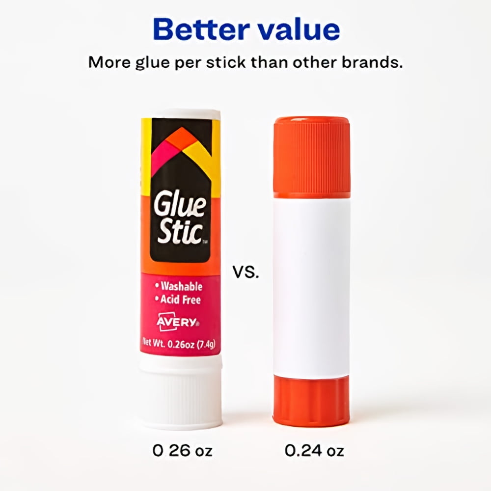 Avery Glue Stic Washable Nontoxic 0.26 oz (Pack of 25)