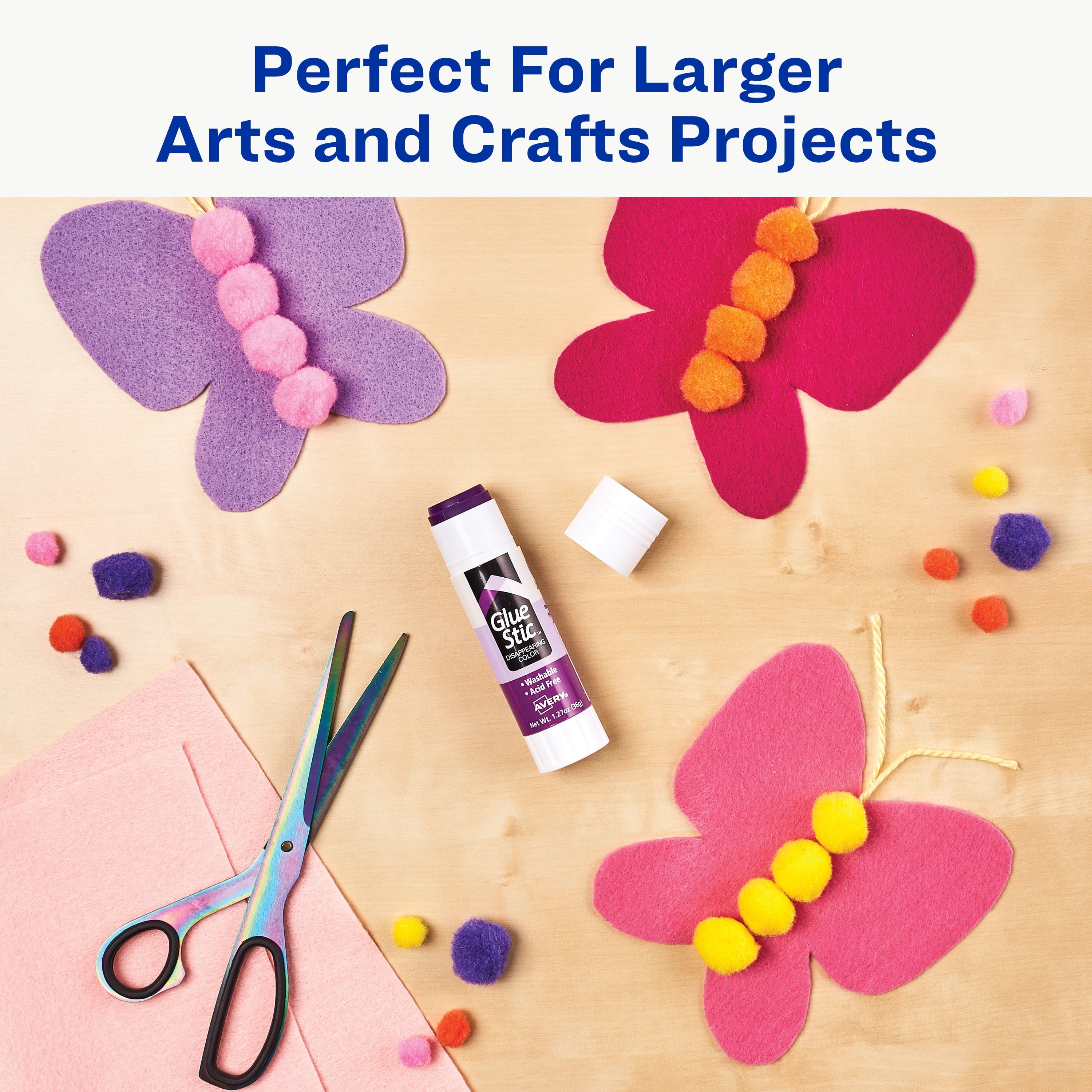 Avery Glue Stic, Disappearing Purple Glue Sticks, 1.27oz, 12 Total (10222)