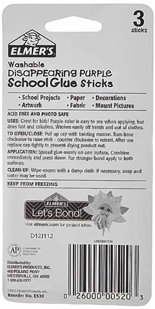 Elmer's Disappearing Purple Washable Glue Sticks 0.21 oz (Pack of 17)