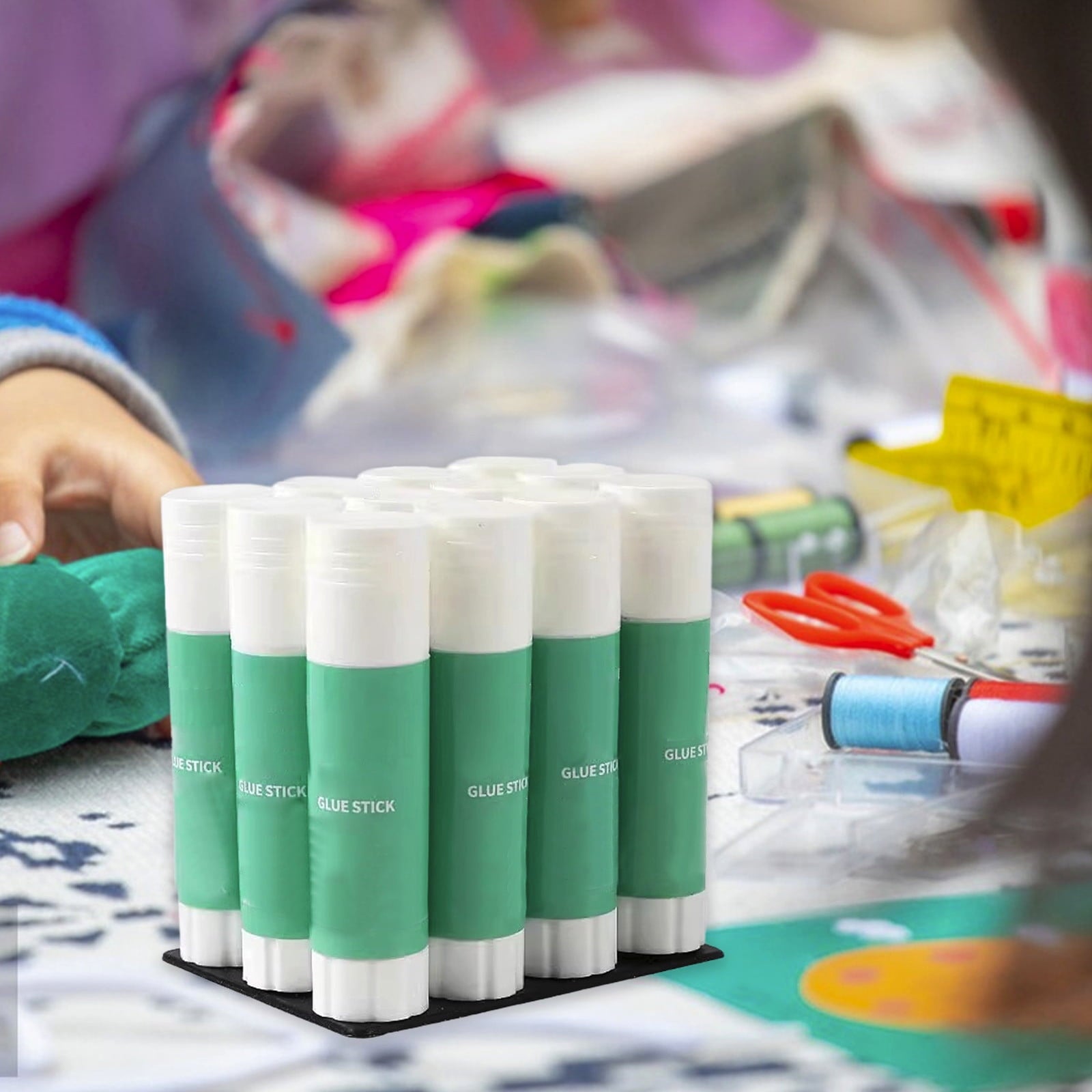 Fridja 12 Pack 9 Gram Solid Adhesive Sticks for Office Use and Craft Projects Strong Bonding Glue with Smooth Application Washable Nontoxic Formula