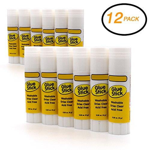 Emraw Washable Glue Stick Safe Smooth Wrinkle Acid-Free Stick 0.28 Ounce (8 Gram) - Used for Papers, Photos, Fabric Etc. (Pack of 12)