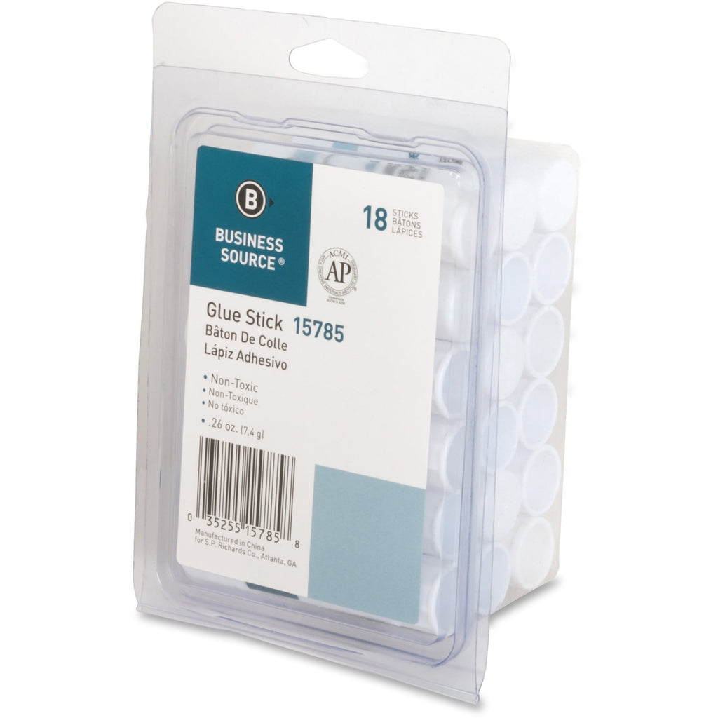 Business Source, BSN15785, Value Pack Glue Sticks, 18 / Pack, White