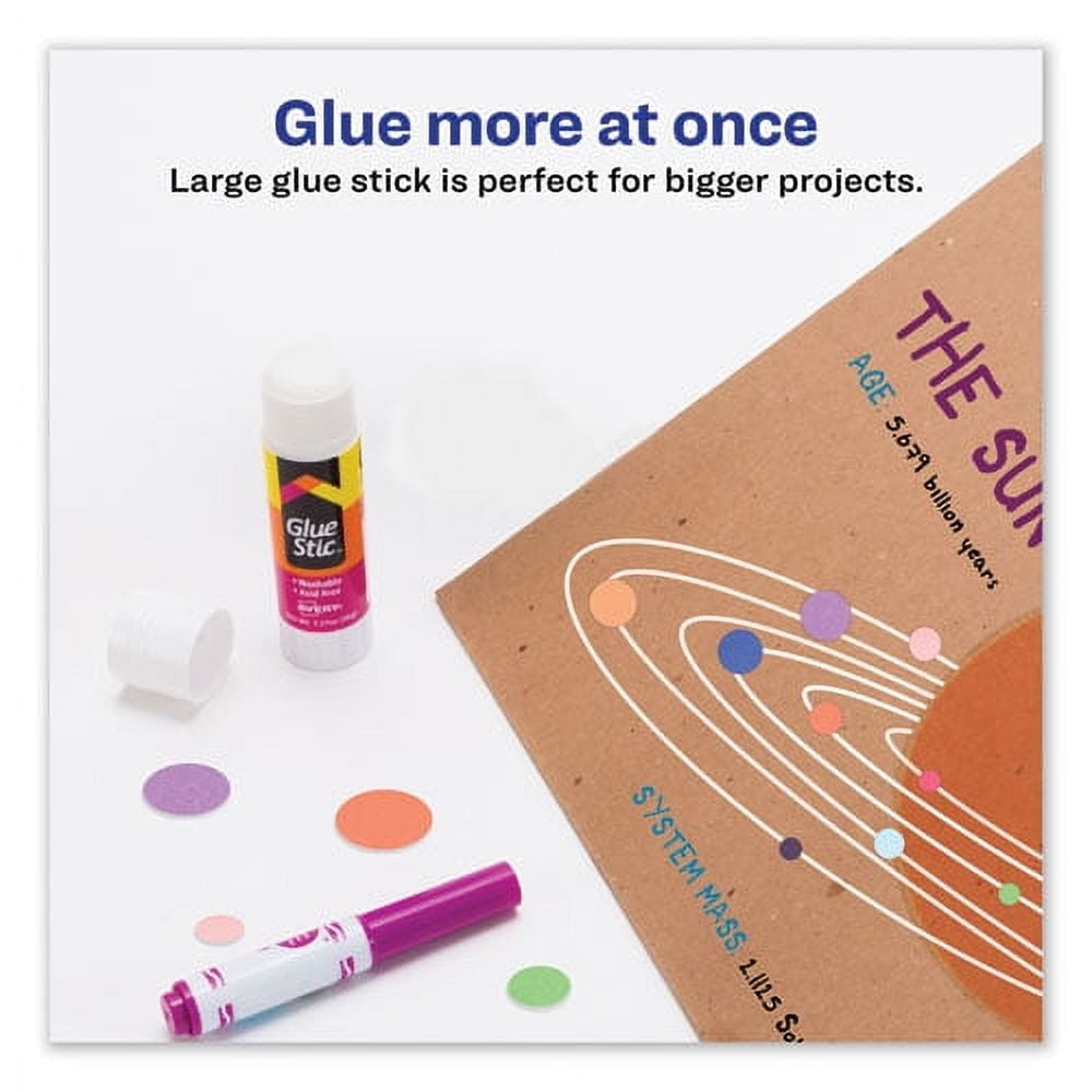 Permanent Glue Stic, 1.27 Oz, Applies White, Dries Clear | Bundle of 5 Each