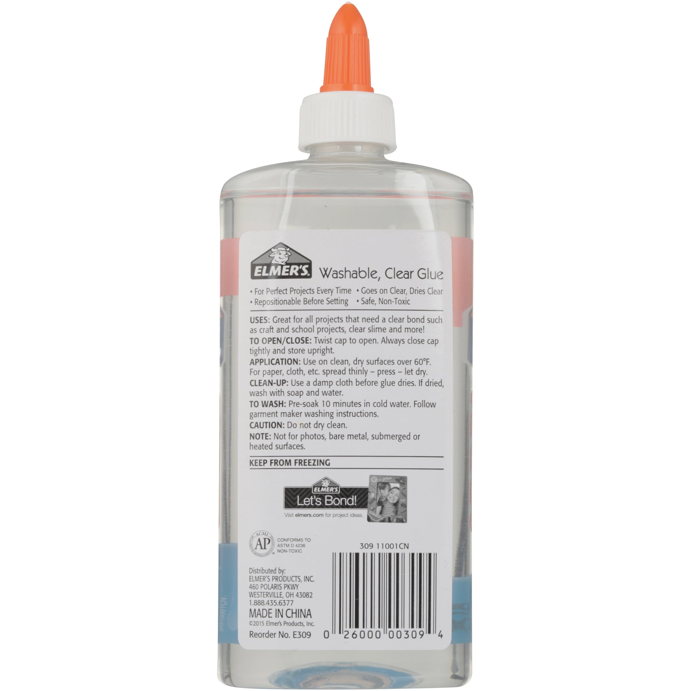Elmer's Liquid School Glue, Clear, Washable, 9 Ounces, 1 Count