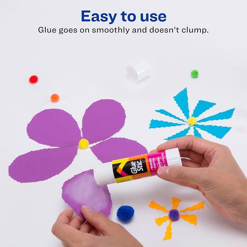 Glue Stic - Washable, Non-Toxic Glue Sticks for Classroom, Crafting, and Office Use, 1.27 oz., Pack of 6, White (98073)